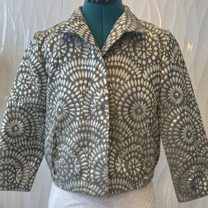 Etcetera Silver and Gray Blazer with Distinctive Circular Design